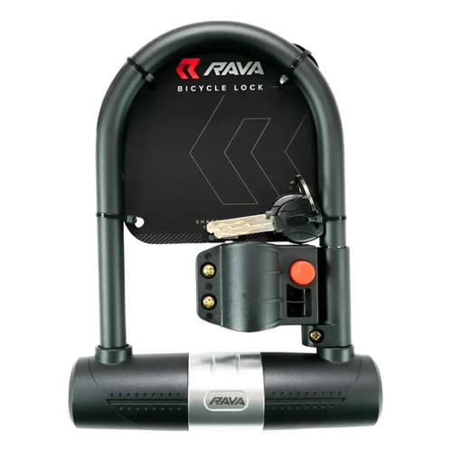 Cadeado U Lock Rava Tsw  Bike Bicicleta E-bike 180x245mm Emborrachado Preto