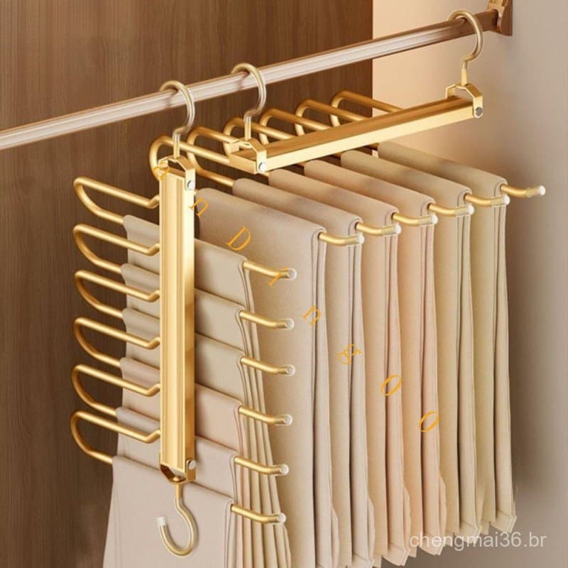 Rack de calças mágicas Yoloqx, alumínio multifuncional, rack de armazenamento de lenço giratório resistente RITQ