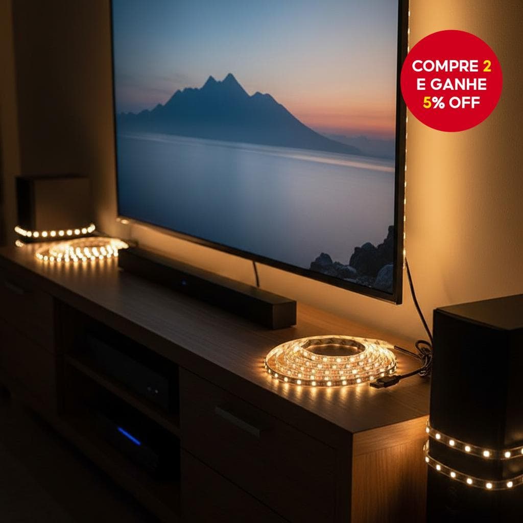 Fita de LED para TV – USB 5V, perfeita para decoração de fundo de TV