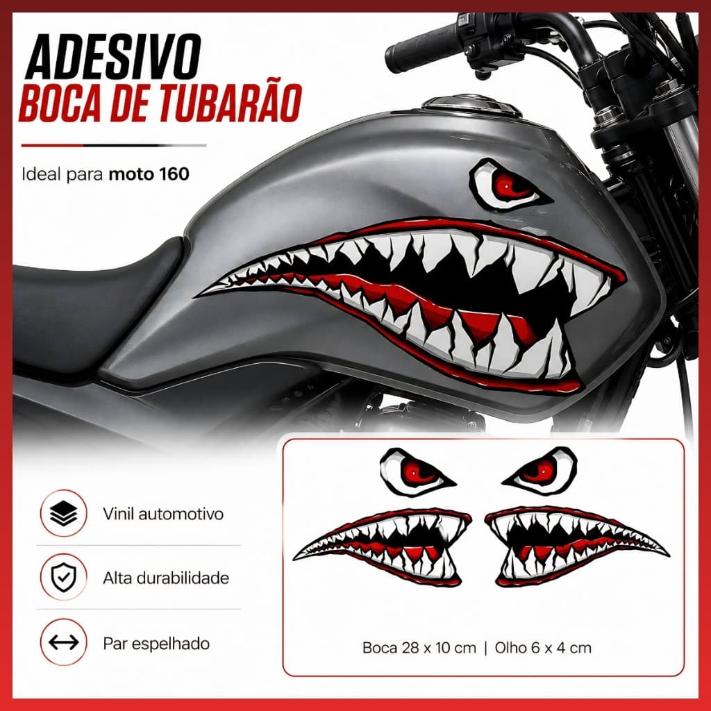 Adesivo Boca de Tubarão em Vinil Automotivo – Visual Esportivo, Alta Resistência e Estilo Personalizado