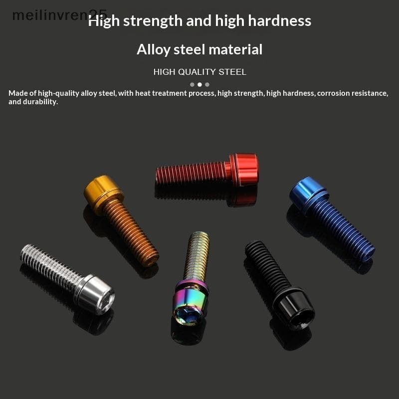 MEL 6 Pçs Guiador Da Bicicleta Haste Riser Garrafa Titular Parafusos M5 * 18MM Titânio-Banhado De Aço Colorido Do BR