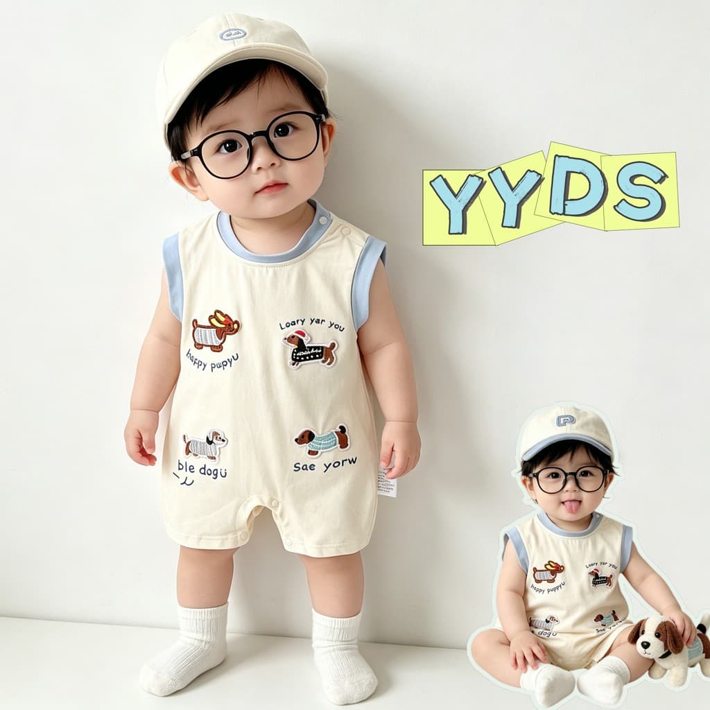 Infantil sem mangas macacão verão estilo fino pequeno mês idade menino bebê roupas de verão Outing macacão feminino cole