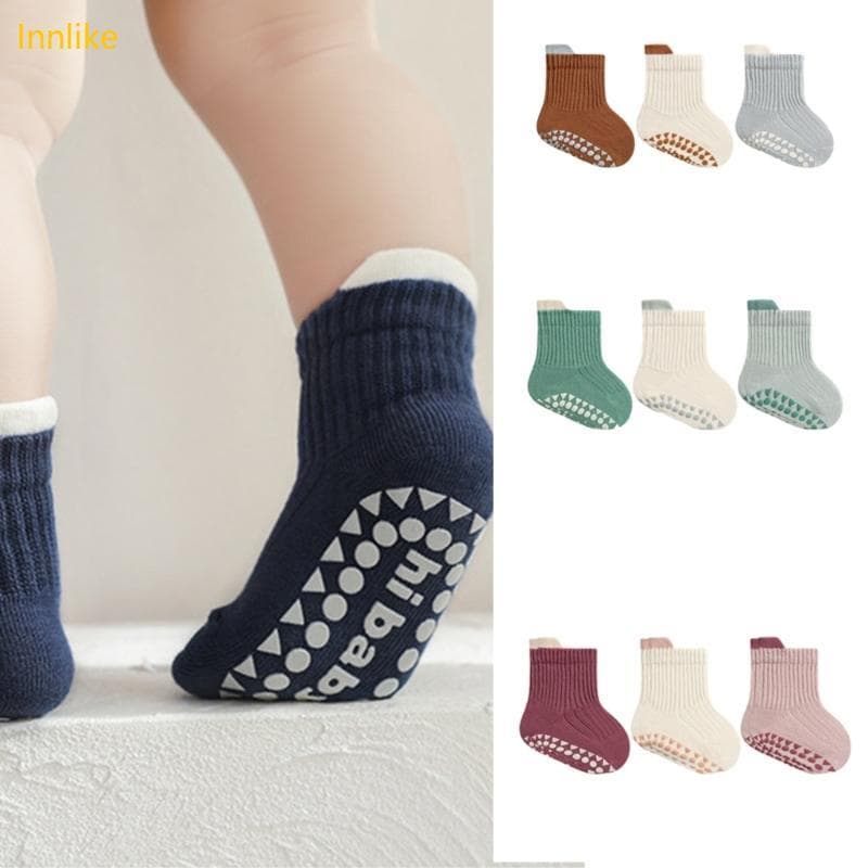 Innlike Infantil Meias Chão Antiderrapante Sola Borracha Elástico Prewalker Sapatos 0-5Y Bebê Accesso