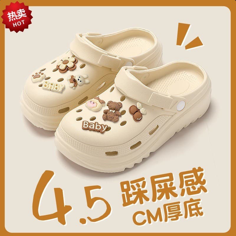 Buraco sapatos femininos 2024 novo estilo verão exterior Wear bonito dos desenhos animados casa antiderrapante praia toe