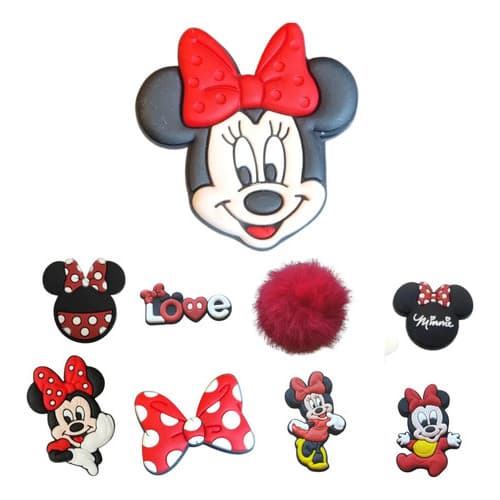 Kit 6 Pins Bottons Enfeites Chinelo Babuche  Personagem Vermelho 42