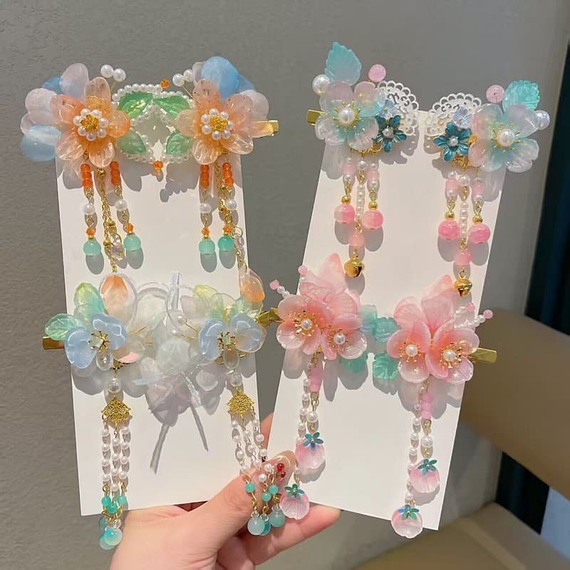 Grampo De Cabelo Com Borla De Borboleta De Camada Dupla-Acessórios Hanfu De Estilo Antigo Para Meninas