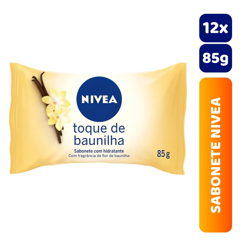 Kit 12x Sabonete em Barra Hidratante Nivea Toque de Baunilha 85g