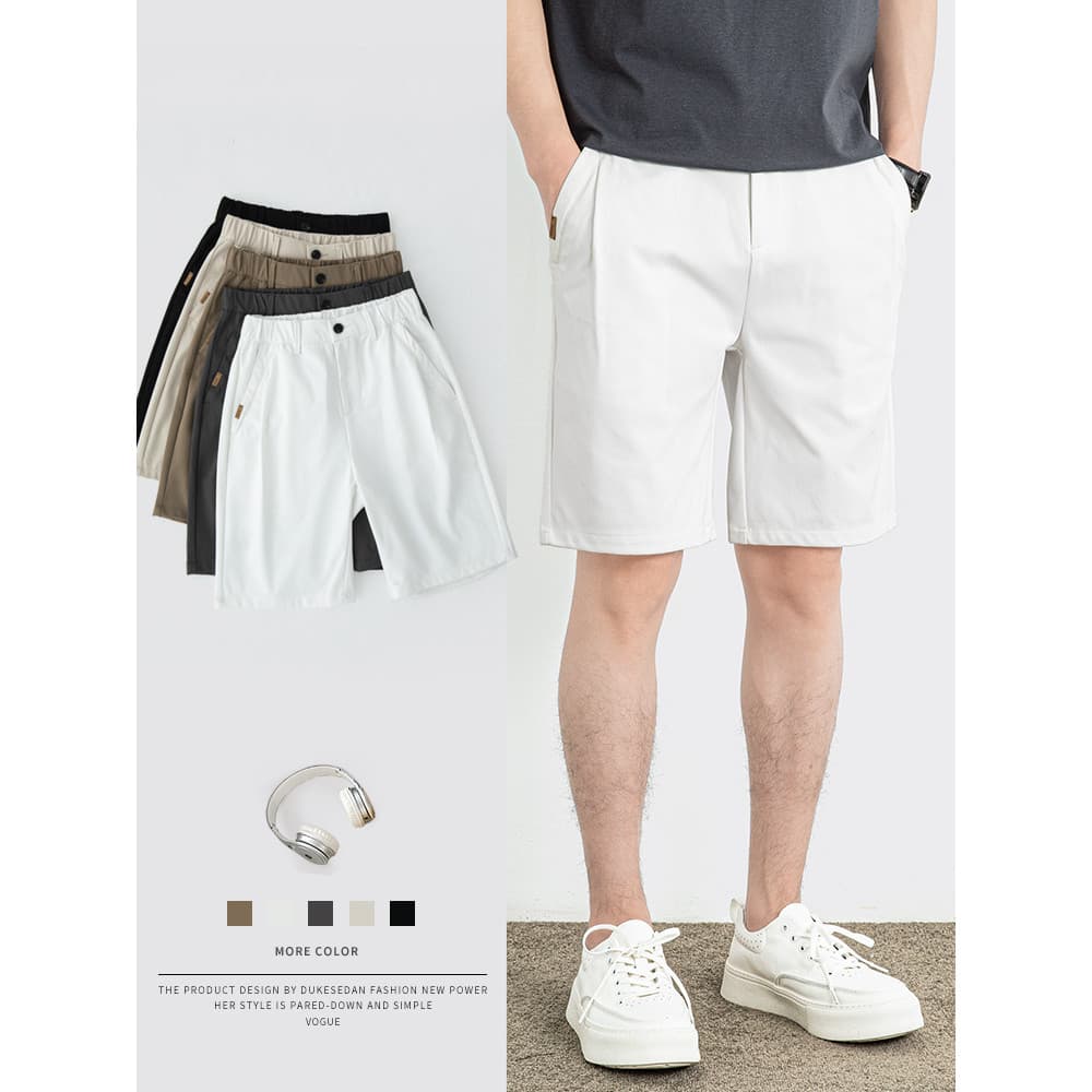 Calções de seda gelo masculino verão fino solto em linha reta calças cortadas calças masculinas calças médias branco Cas