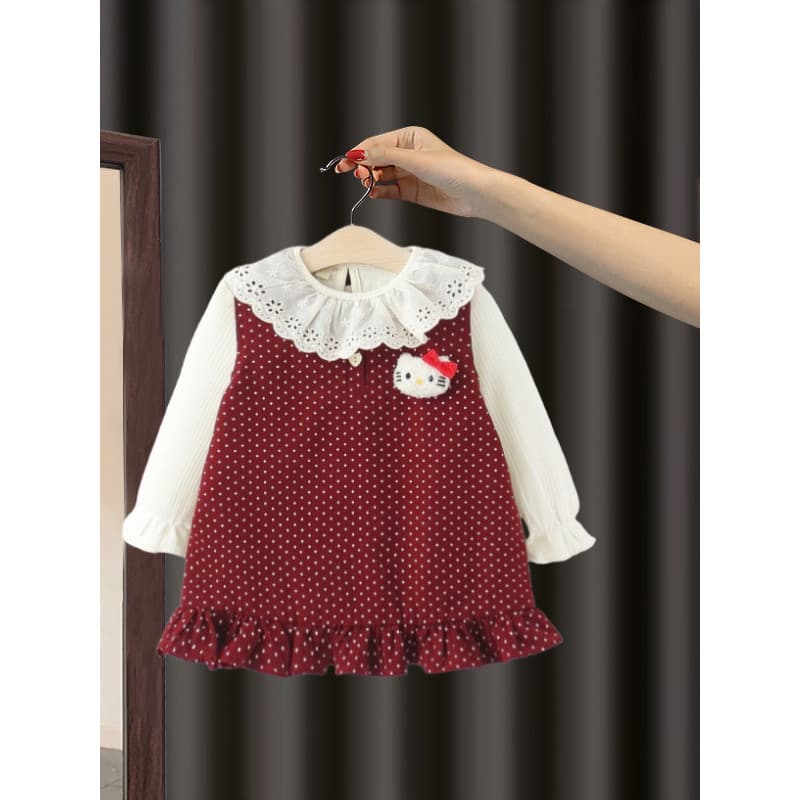 Meninas vestido roupas de outono 2025 novo estilo moda crianças vestido de princesa bebê conjunto de duas peças primaver