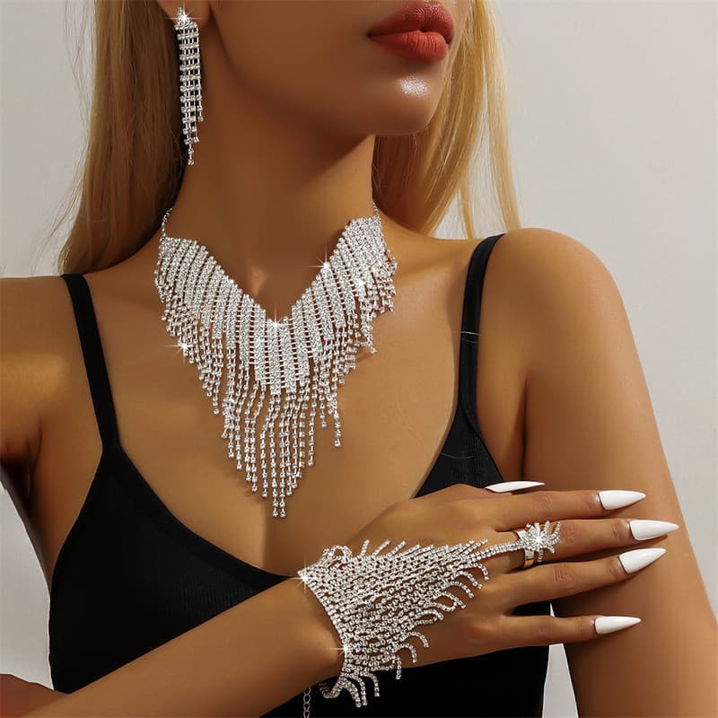 Conjunto de colar e brincos com corrente de garras ultra-luxuoso, estilo europeu e americano, da marca de acessórios de