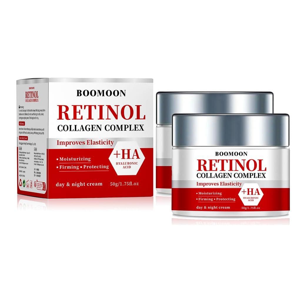 Creme de Retinol para o Rosto com Ácido Hialurônico, Creme Antirrugas para Rosto e Pescoço com Colágeno e Ácido Hialurôn