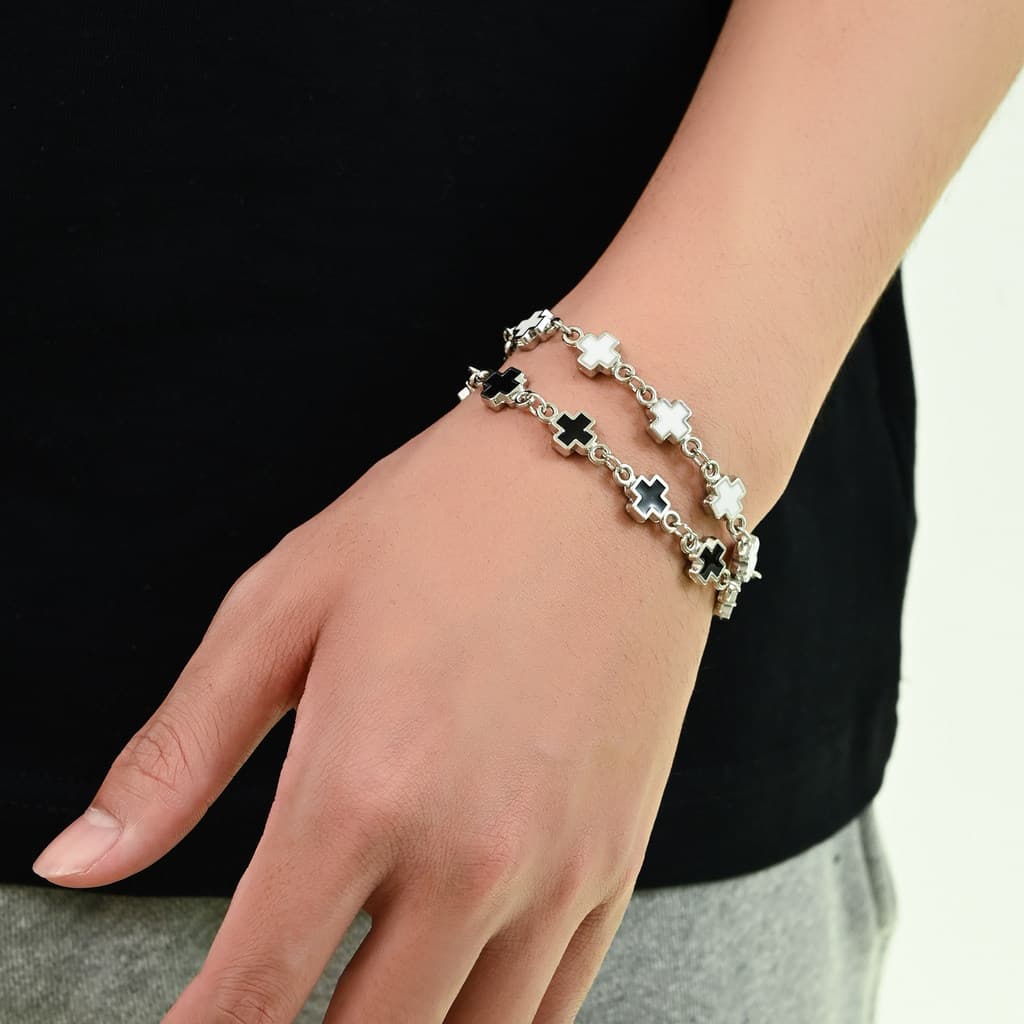 pulseira pulseira masculina Design Original titânio aço costura cruz pulseira masculina luz luxo nicho requintado pulsei