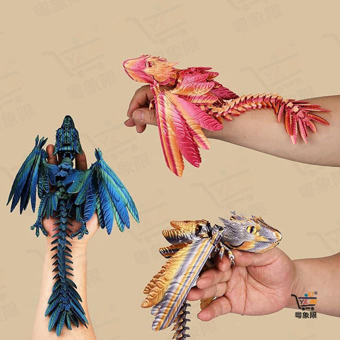 Modelo de Ornamento de Dragão Impresso em 3D, Asa de Dragão Emplumada de Archeopteryx YOBF