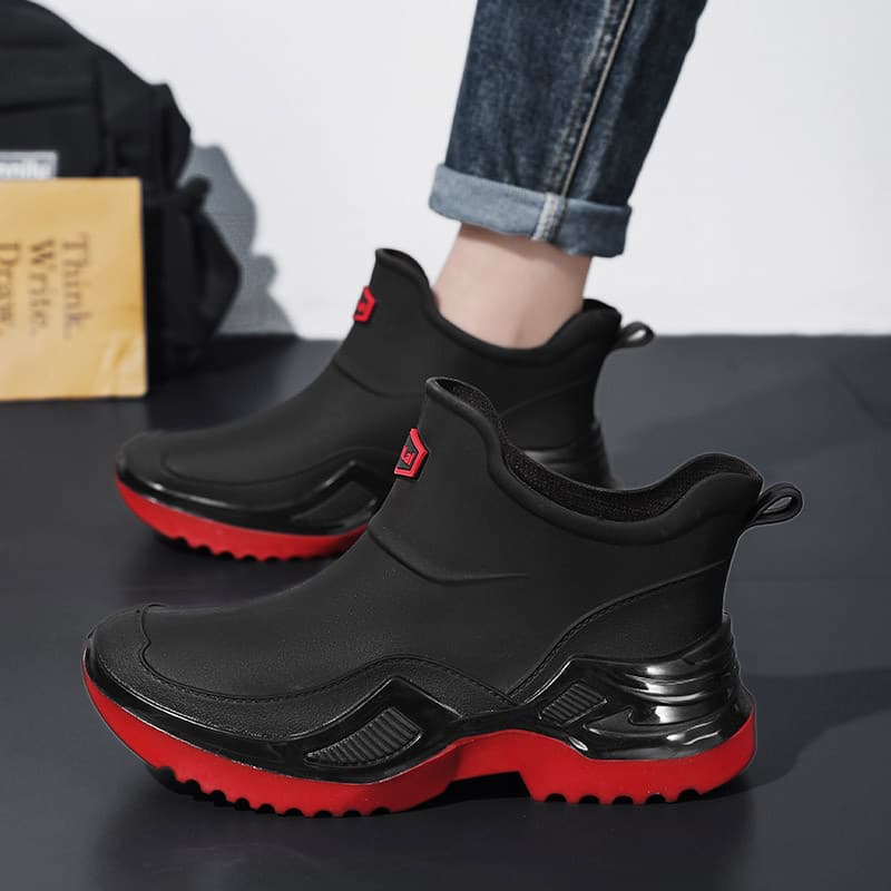 Novo tubo curto moda resistente ao desgaste cozinha pesca botas de chuva das mulheres dos homens à prova dwaterproof águ