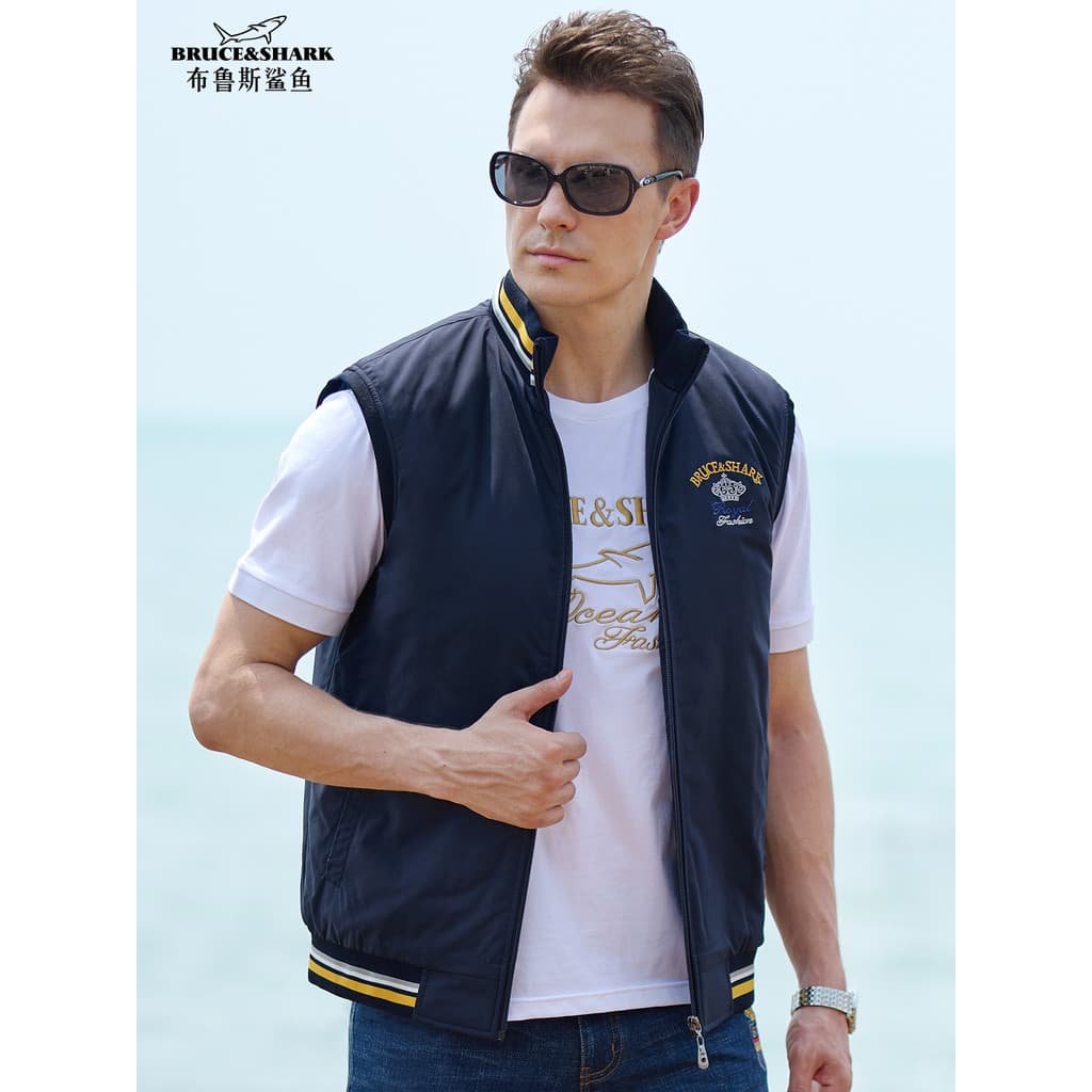 Outono inverno estilo acolchoado colete masculino Street Wear engrossado jaqueta masculina Bruce tubarão masculino Plus