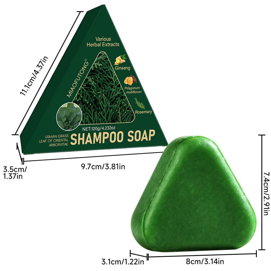 Barra de Shampoo Herbal Natural com Folha de Arborvitae e Erva Usma para Cabelos Suaves, Refrescantes e Limpos, Barra de