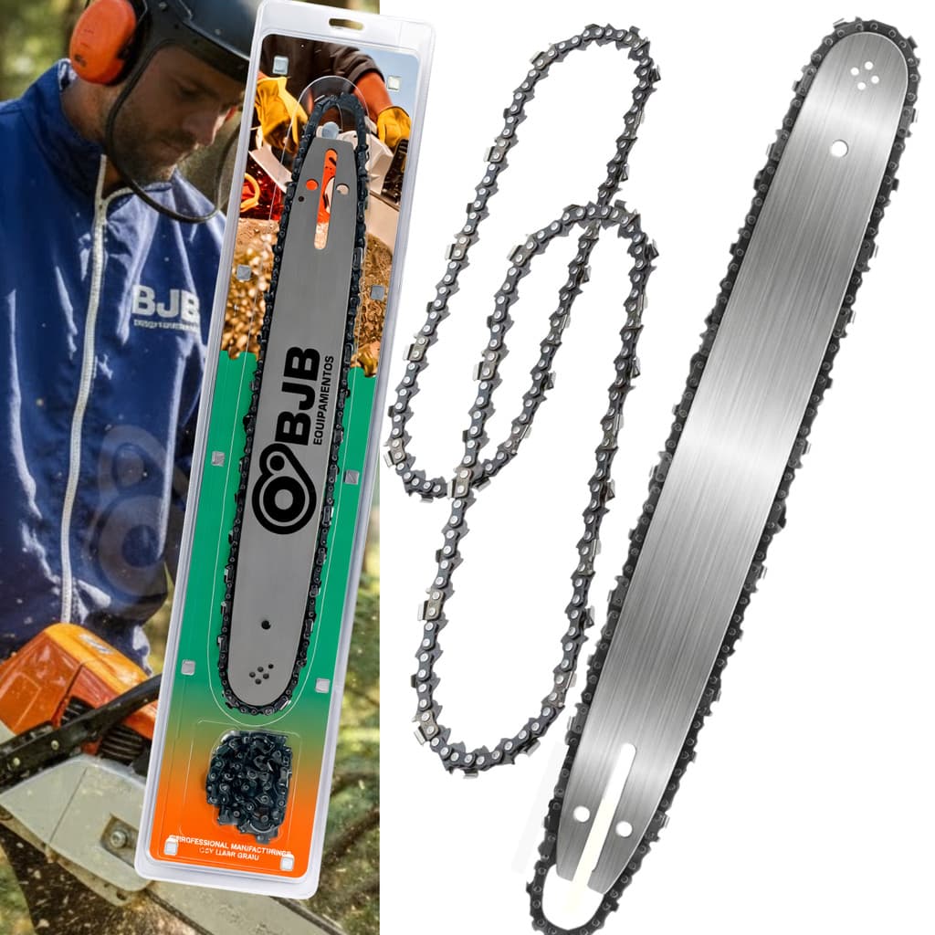 Kit Sabre 14 Pol + 2 Correntes 3/8 .043 para Motosserra Compatível com Stihl MS 170 180 210 250 BJB