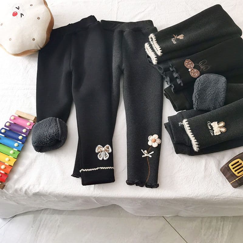 Bedoha meninas inverno forro de lã engrossado Leggings de uma peça velo médio grande calças infantis mais magro olhar cr