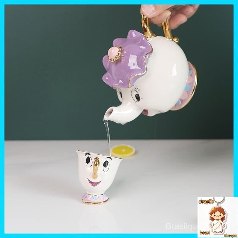 Nova A Bela E A Fera Mrs. Potts Chip De Chá Pote Copo Conjunto Caneca De Chá Lindo Presente De Natal