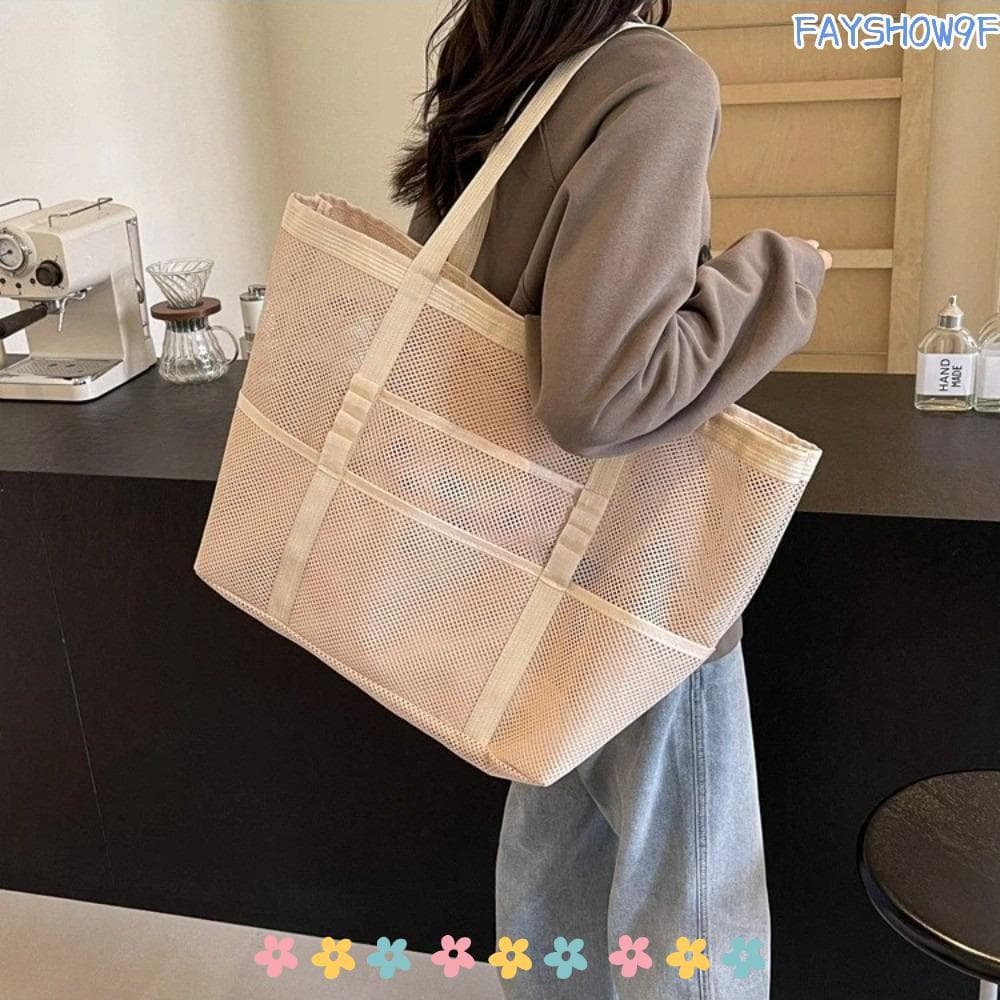 Bolsa De Armazenamento De Maquiagem FAYSHOW , Natação De Malha Oca Ombro Multifuncional De Grande Capacidade Feminina