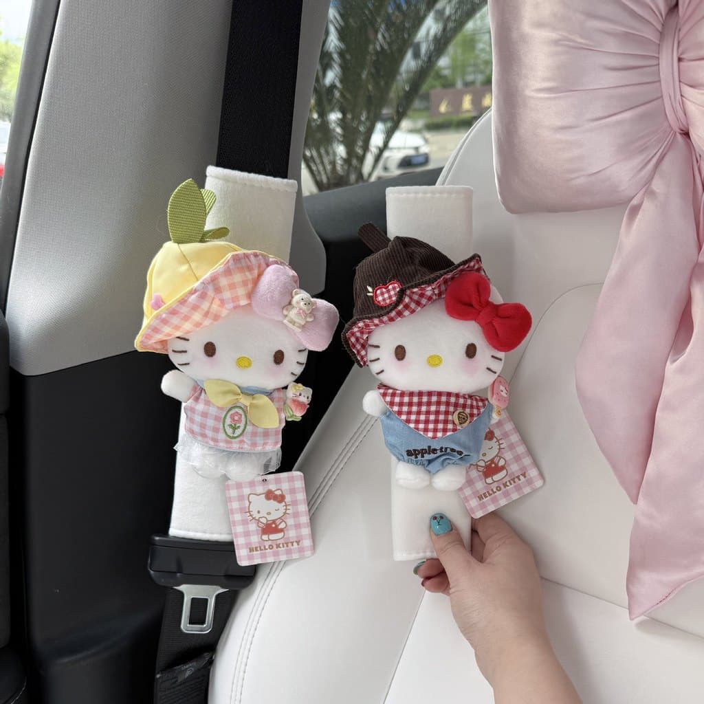 SweetPlanet tulipa em pé Kitty boneca de pelúcia cinto de segurança do carro capa de ombro carro dos desenhos animados b