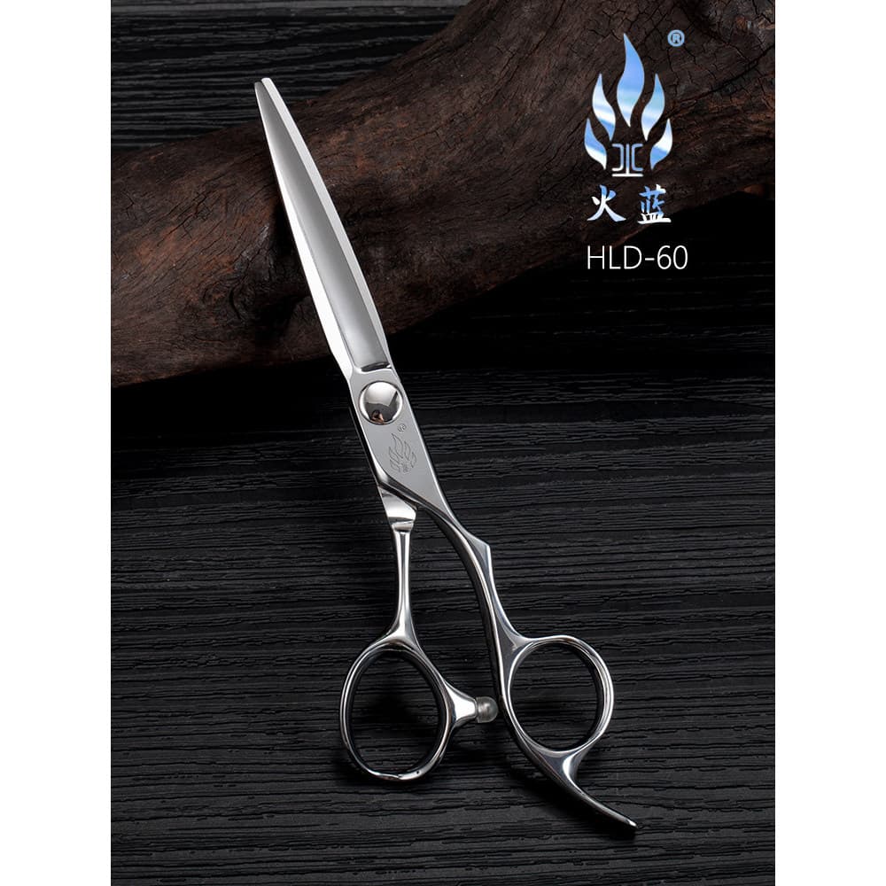 Tesoura de cabeleireiro azul fogo 20cm tesoura integrada plana HLD60 estrutura de cabelo profissional tesoura af