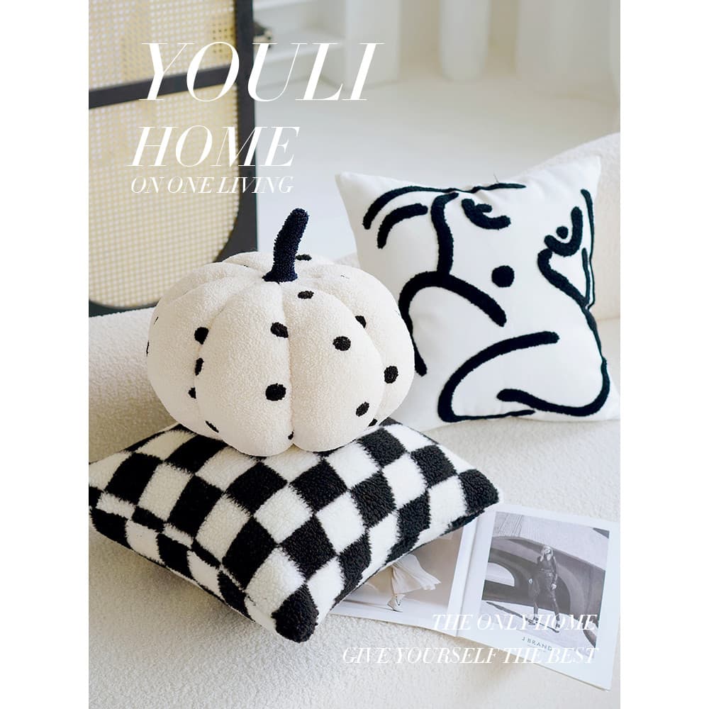 Preto branco simples fronha cama Nordic ins francês famoso cama sala de estar sofá travesseiro almofada cabeceira com nú