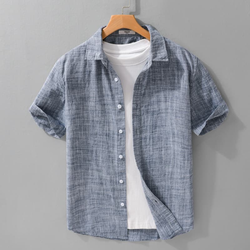 Roupas masculinas de verão simples All-Match camisa de manga curta textura confortável respirável japonês negócios Casua