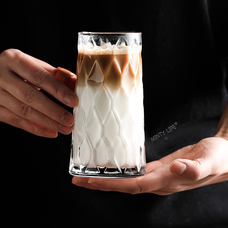 Copo de café americano gelo copo de água de vidro transparente ins vento copo de vidro doméstico suco bebida copo bolha