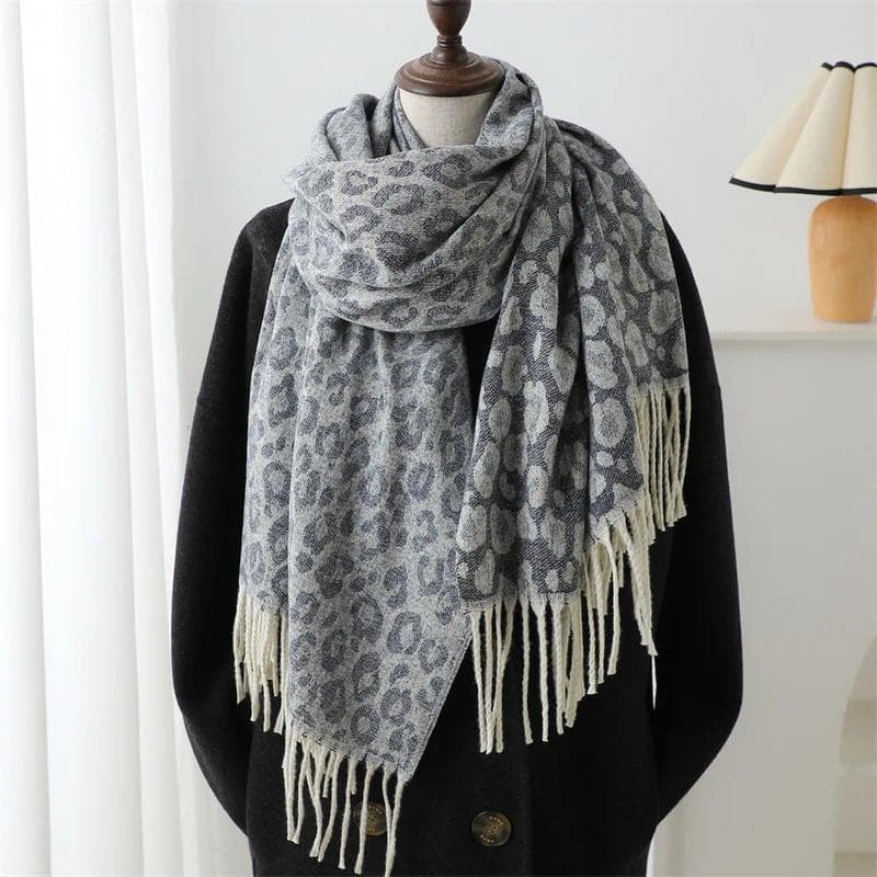 Nova Moda Leopardo Cachecol Outono Inverno Quente Babador Feminino Borla Xale 2025 Luxo Cachecóis Quentes Imitação De Ca