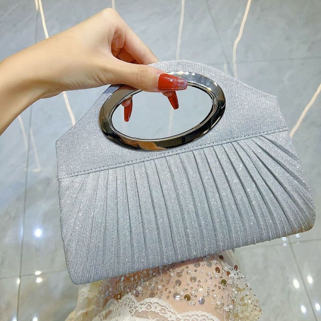 Bolsa Elegante Plissada para Senhora, Nova Bolsa de Festa Fashion para Mulheres, Bolsa de Ombro Leve para Vestido de Noi