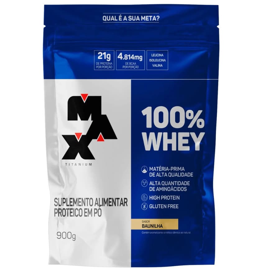 100% Whey Refil 900G - Max Titanium (Proteína P/ Ganho Massa Muscular)