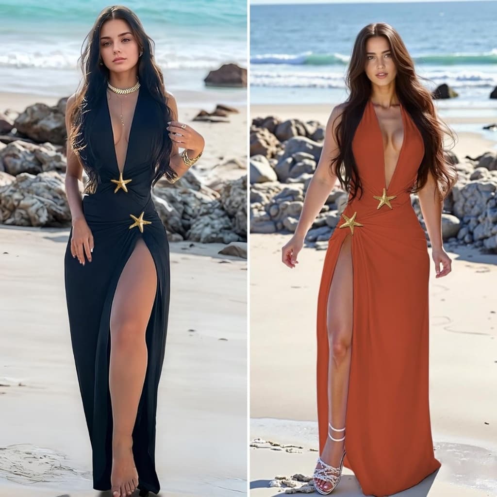 Conjunto de 2 Biquínis de Praia Femininos com Saia de Banho de Corte Alto Star Packs ON2I