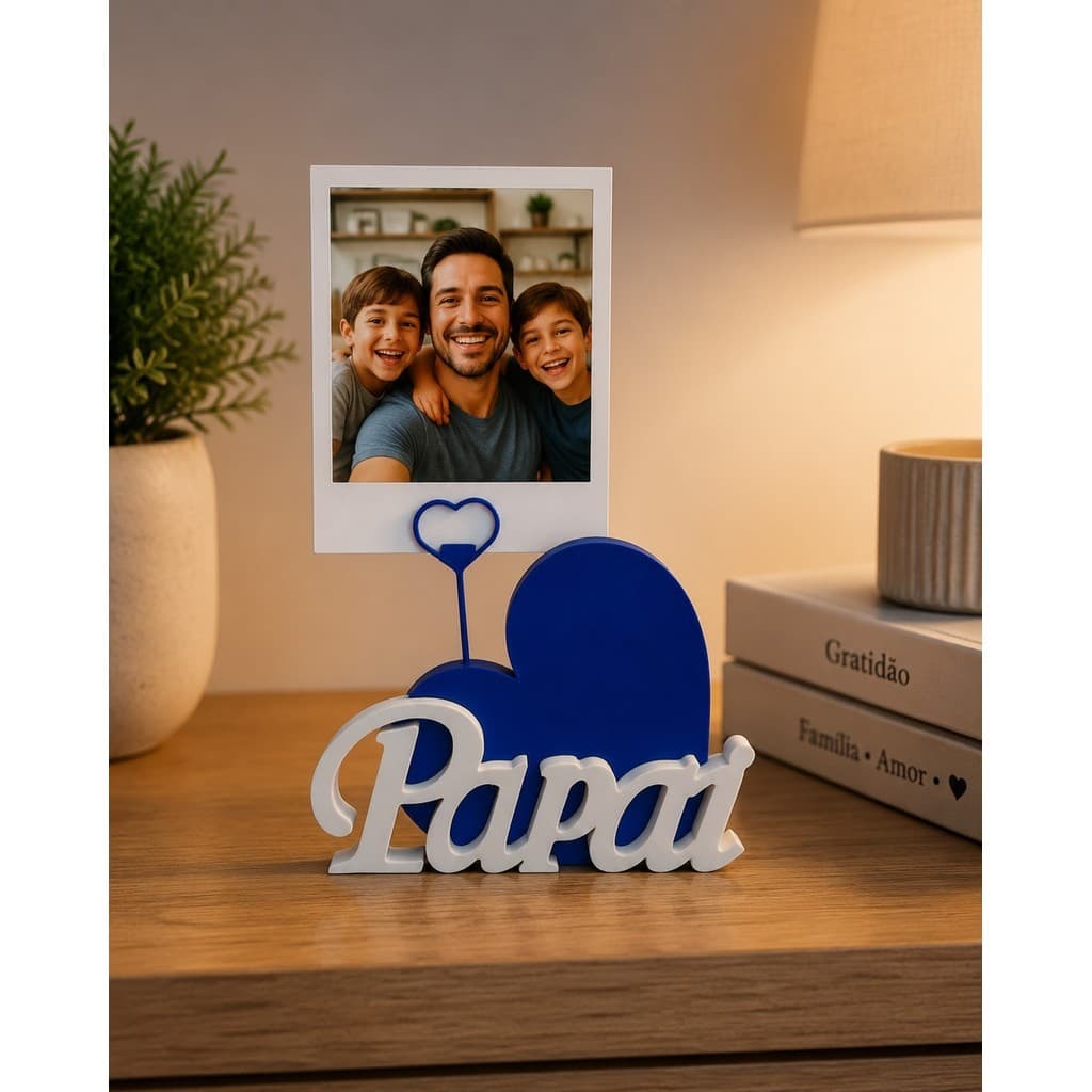 Porta Retrato Dia Dos Pais Personalizado Coração Com Foto Presente Criativo  Mesa Escritório Decoração Lembrança + FOTO