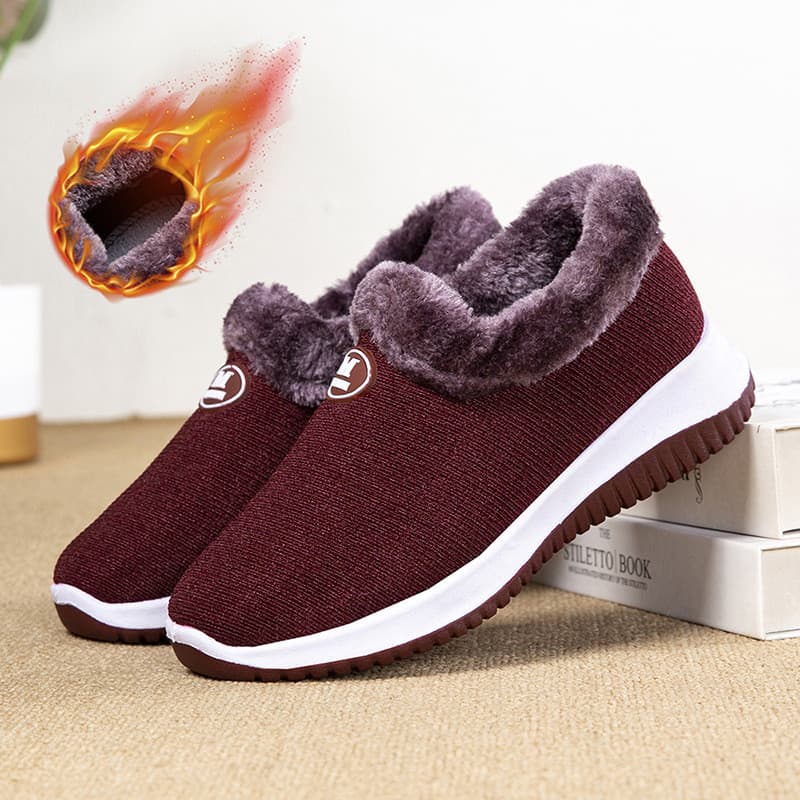 Inverno novo estilo velho pequim sapatos de pano feminino forro de lã engrossado quente sola macia mãe sapatos de algodã