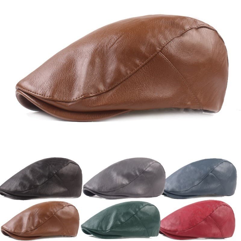 Boina De Couro Masculina Chapéu Vintage Masculino Bonés Planos Chapéus De Motorista Boinas Masculinas