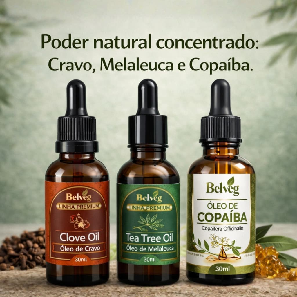 Kit 3 Óleos Contra Fungos e Micose |Copaíba, Melaleuca, Cravo|30ml Ação Antisséptica e Cicatrizaçao