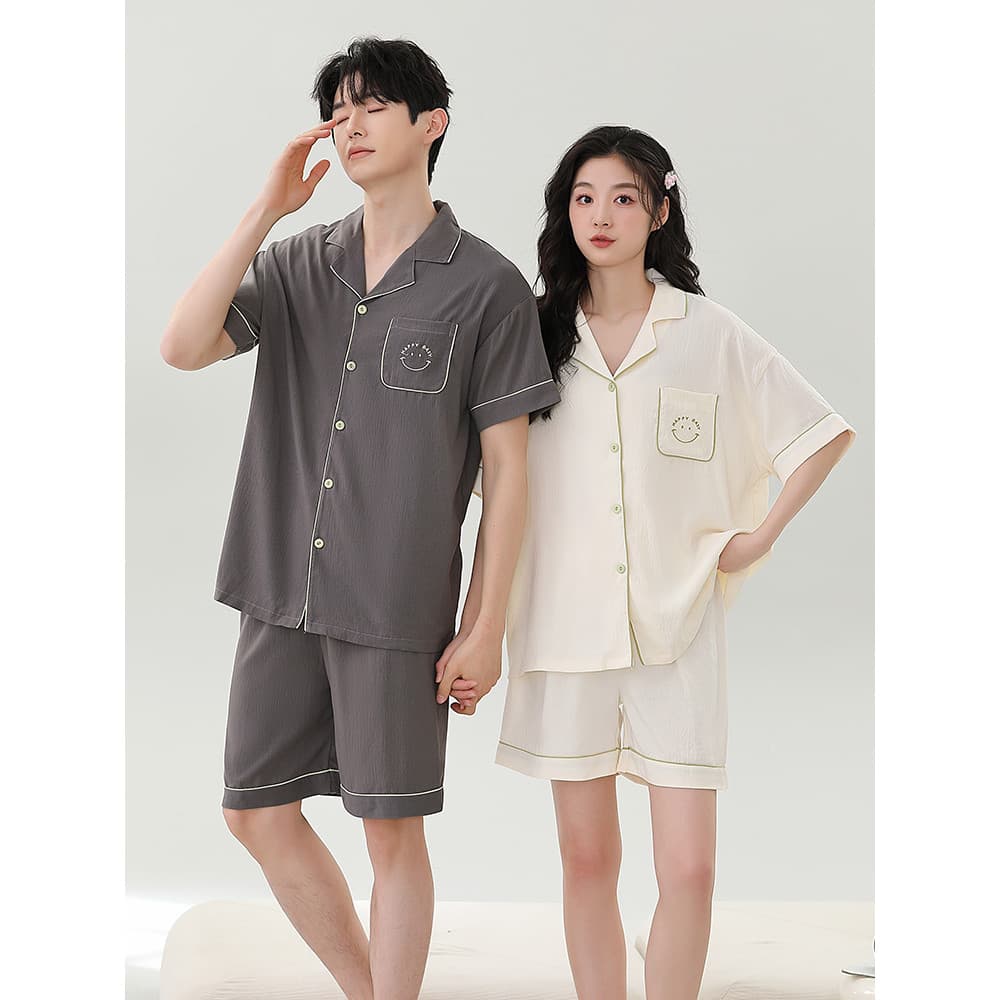 Casal pijamas verão feminino 2025 novo estilo primavera outono verão masculino de manga curta nuvem algodão estilo fino