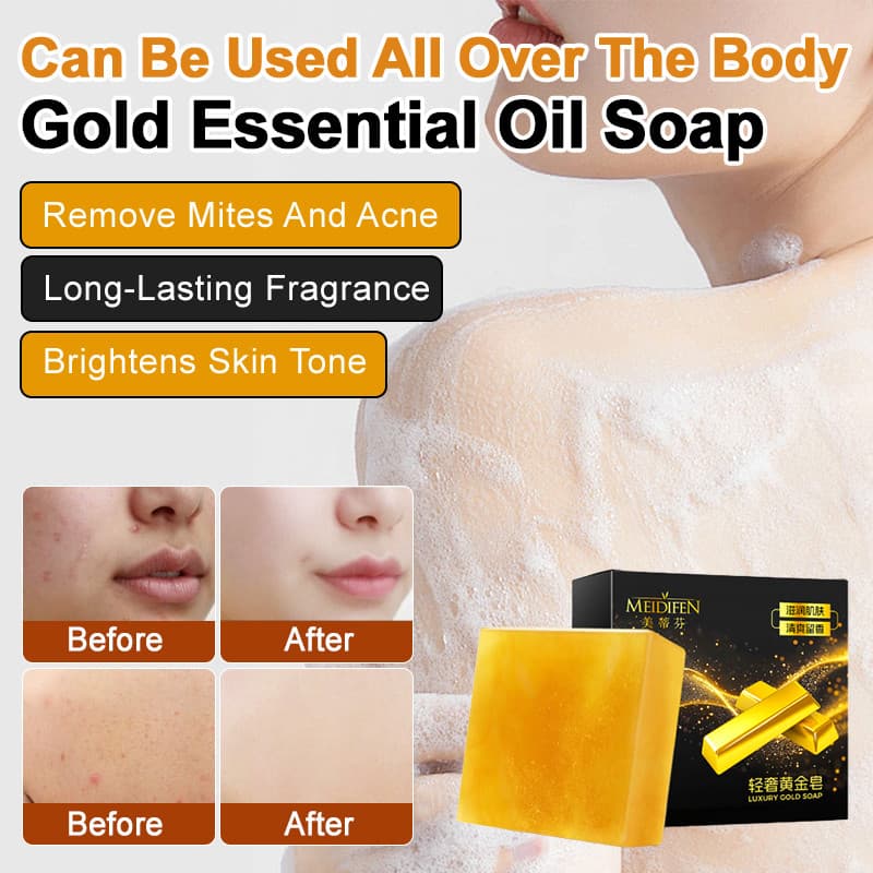 【Hidratação Prolongada】[Hidratação Profunda] Full Body Gold Essential Oil Soap/Sabonete Anti-Ácaros/Sabonete Ouro/Óleo E