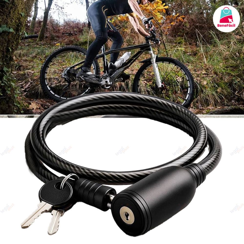 Trava Cabo De Aço 7,5mm 65cm Antifurto Segurança Moto Bike Portão Cadeado Com Duas Chaves