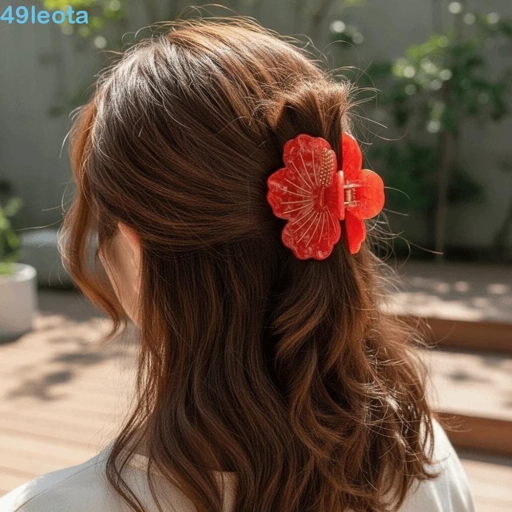 LEOTA Clipe De Tubarão Flor De Pêssego , Garra De Cabelo De Ácido Acético Estilo Japonês , Grampos Flores À Prova D'água