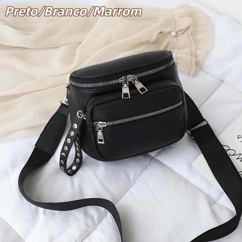 Bolsa Pochete Feminina  de Ombro Tipo, Transversal  e de Couro PU