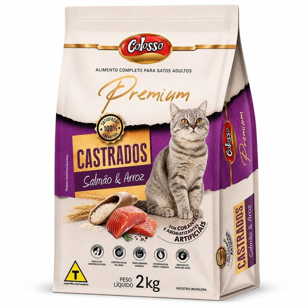 Ração Colosso Premium Gato Castrado 2 Kg Salmão