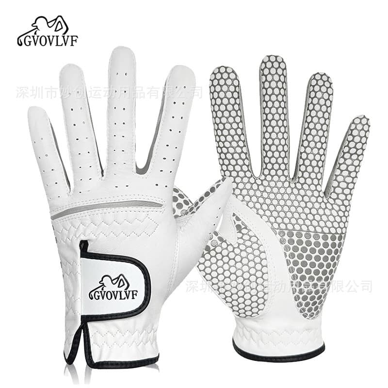 Luvas de Golfe Masculinas em Pele de Carneiro Real, Luvas de Silicone Antiderrapantes, Suprimentos para Esportes ao Ar L
