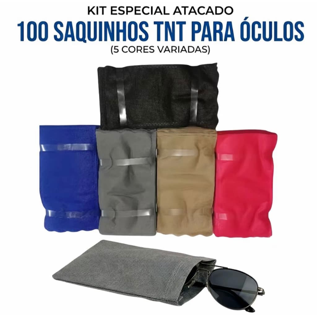 Kit 100 Saquinhos tnt s/ barbante Para Óculos Sol E Grau Nova