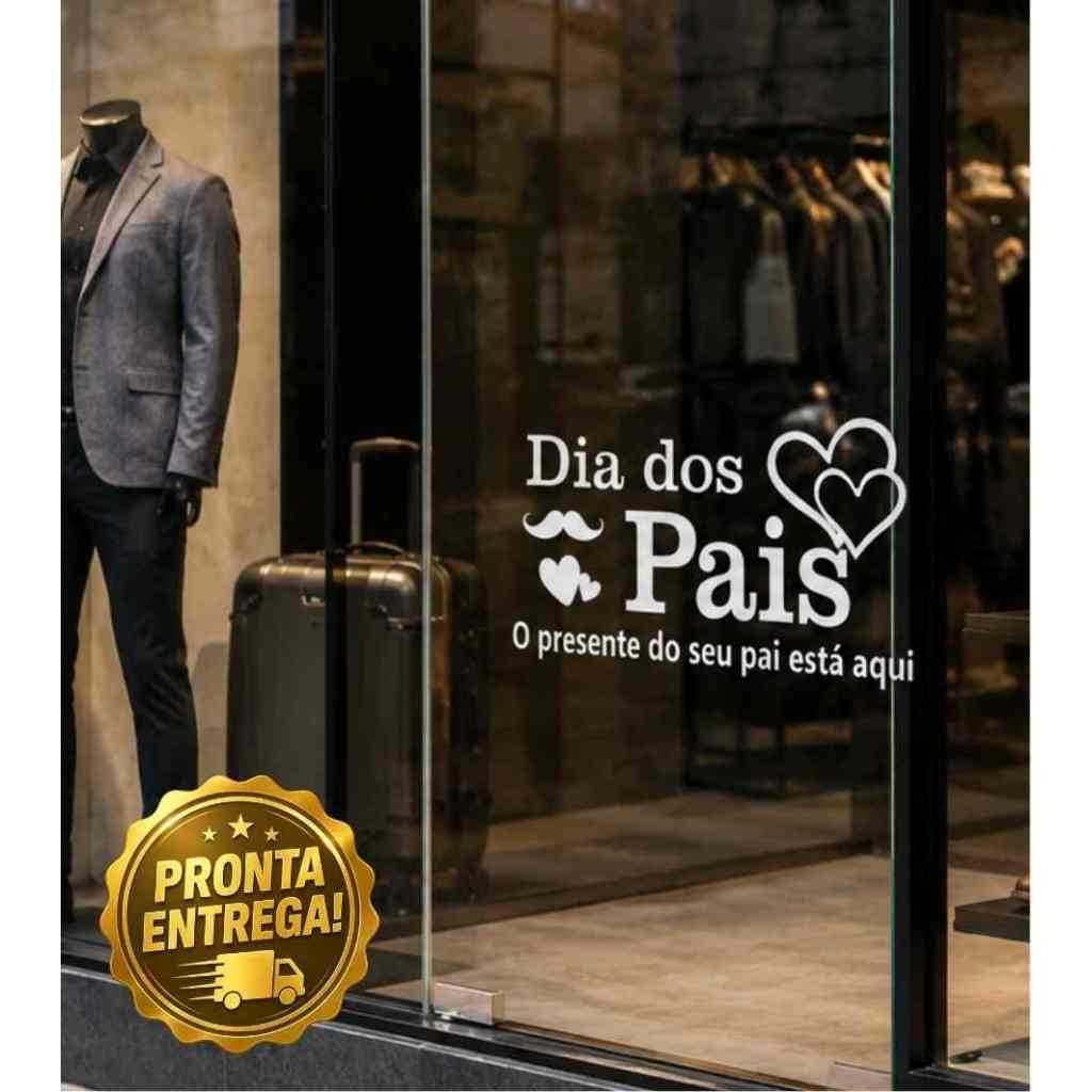 Adesivo Dia Dos Pais para Vitrine Loja Roupa Fachada Blindex Vidro Coração