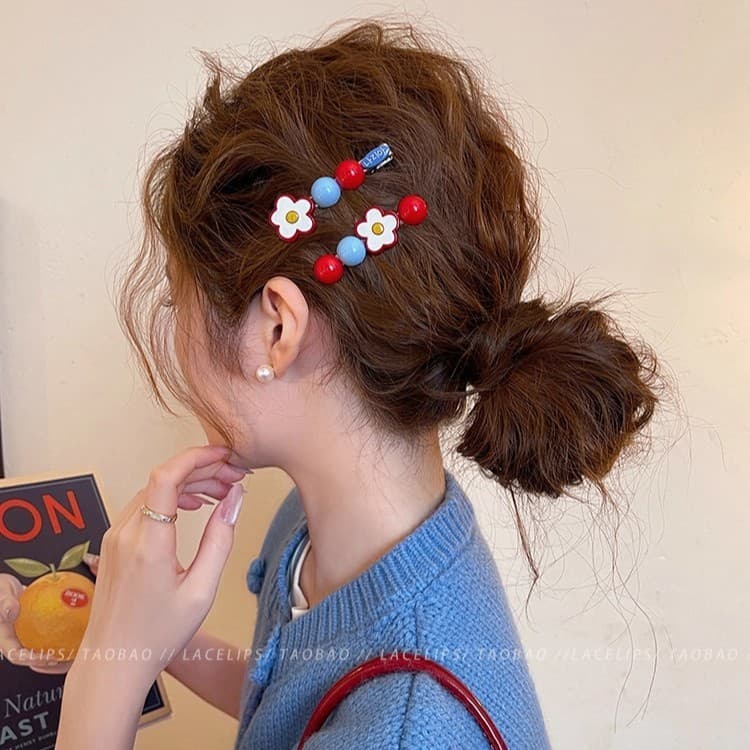 Grampo De Cabelo De Flor De Espinheiro Cristalizado , Clipe Lateral Feminino , Testa Doce , Acessório Com Franja Reta
