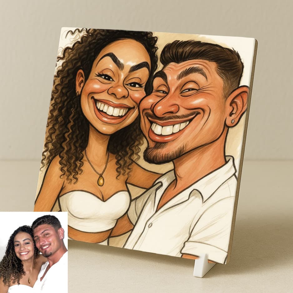 Azulejo personalizado com a sua imagem transformada em caricatura TAMANHO 15x15cm