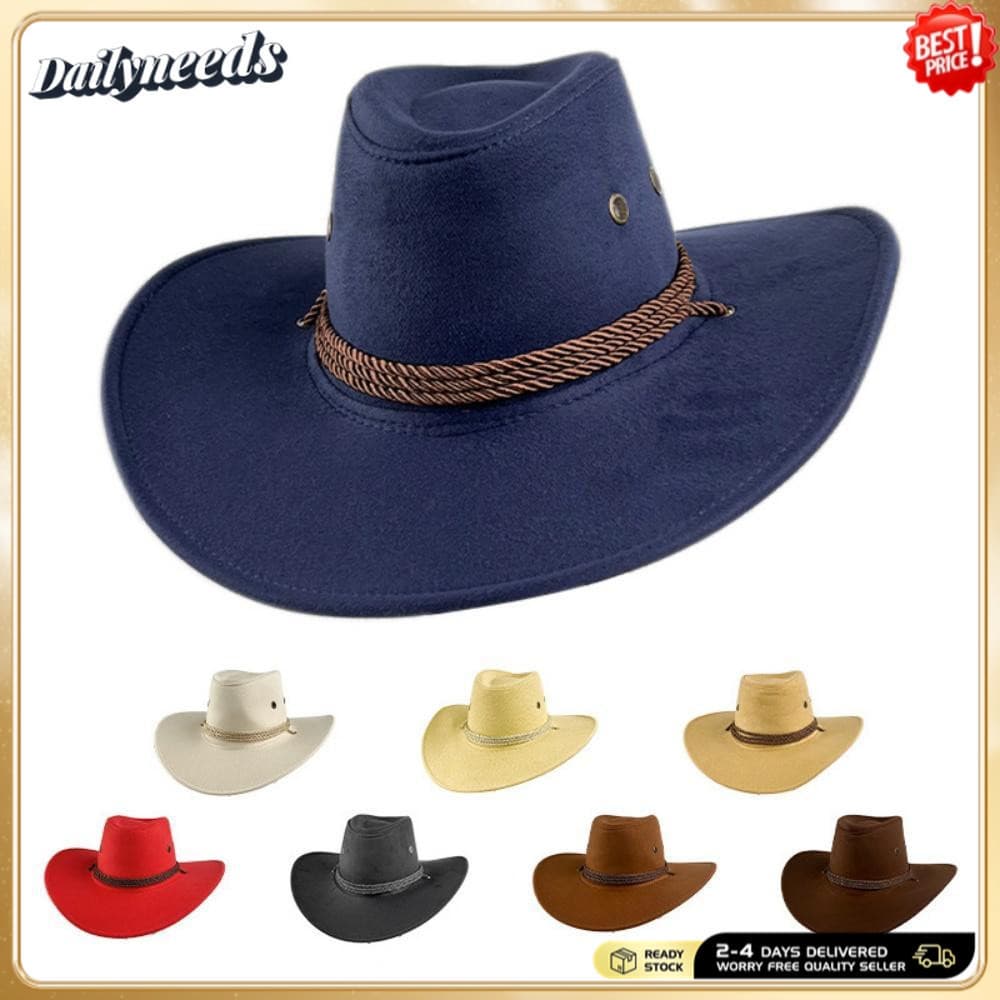 Chapéu De Cowboy De Couro Sintético Vintage , Durável , Boêmio , Confortável Para Show Festa Temática Ocidental , Festiv
