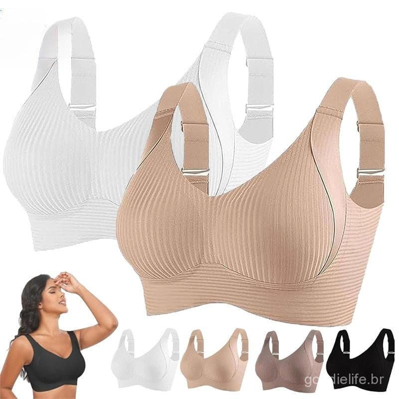 Jiarenitu Roupa Íntima Feminina Sem Marcas De Tamanho Grande , Peça Única , Anéis De Aço E Seios Laterais , Sutiã Esport